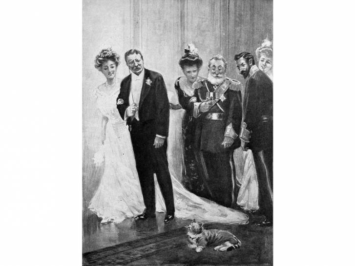 Le président Theodore Roosevelt avec l'un de ses chats, Slippers.