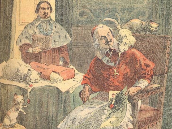 Illustration du cardinal de Richelieu et de ses chats