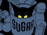 Une image de la bande dessin&eacute;e &laquo; Sugar, Ma vie de chat &raquo; montrant ce dernier sortant la t&ecirc;te d'un pot de sucre