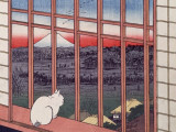« Un chat assis sur le bord de la fenêtre » du peintre Utagawa Hiroshige