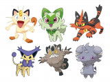 Une image de différents Pokémon inspirés de chats