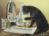 Une affiche avec un chat pour faire la publicité de l’absinthe Bourgeois (1906)