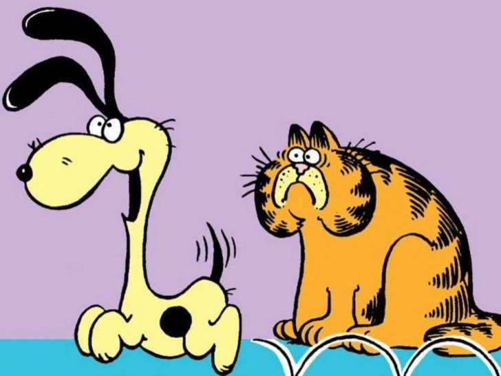 Garfield et Odie lors de la première diffusion de « Garfield »