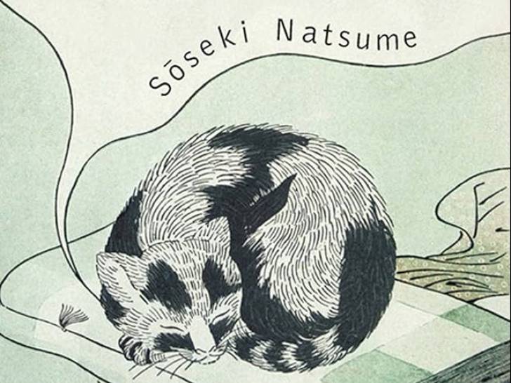 Une illustration d'un chat dormant pour le livre « Je suis un chat » de Natsume Sôseki