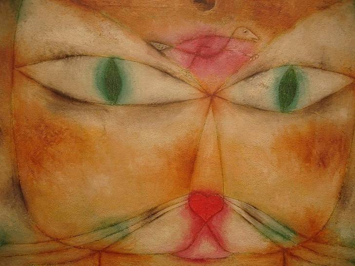 Le tableau « Le chat et l’oiseau (Cat and Bird) », de Paul Klee, qui représente une tête de chat et un oiseau