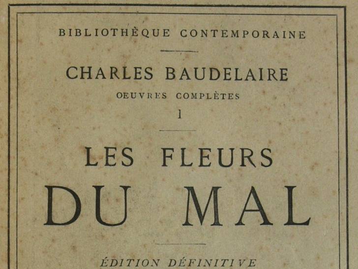 La page de couverture du recueil « Les Fleurs du mal » écrit par Charles Baudelaire