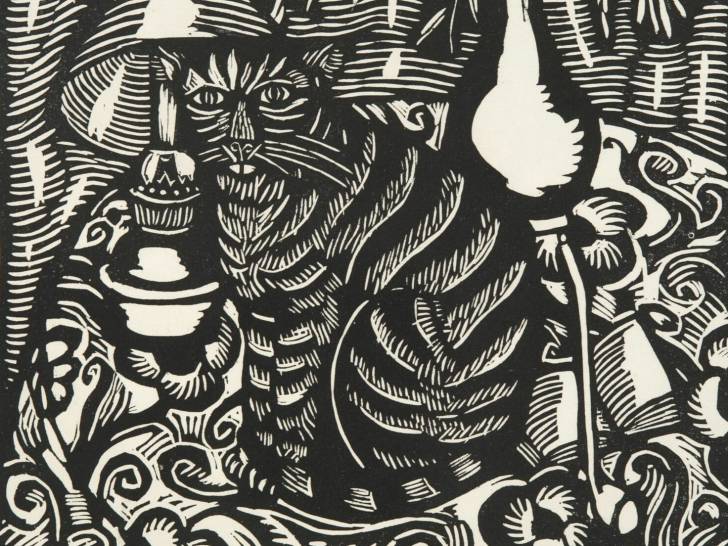 Une illustration du poème « Le chat », écrit par Guillaume Apollinaire