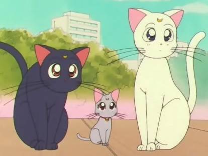 Les chats Luna, Artémis et Diana de la série d'animation japonaise « Sailor Moon »