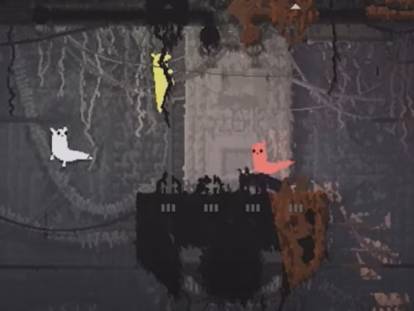 Gameplay du jeu vid&eacute;o &laquo; Rain World &raquo; avec un chat-limace