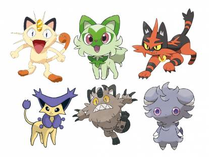 Une image de différents Pokémon inspirés de chats