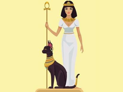 Illustration de Cléopâtre et de son chat