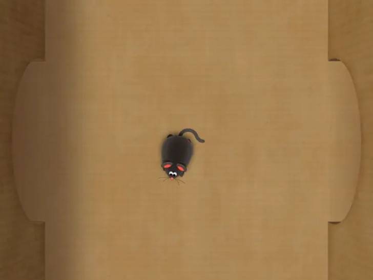 Une capture d'écran de l'application Cat Alone 2 – Cat Toy montrant une souris dans une boîte en carton
