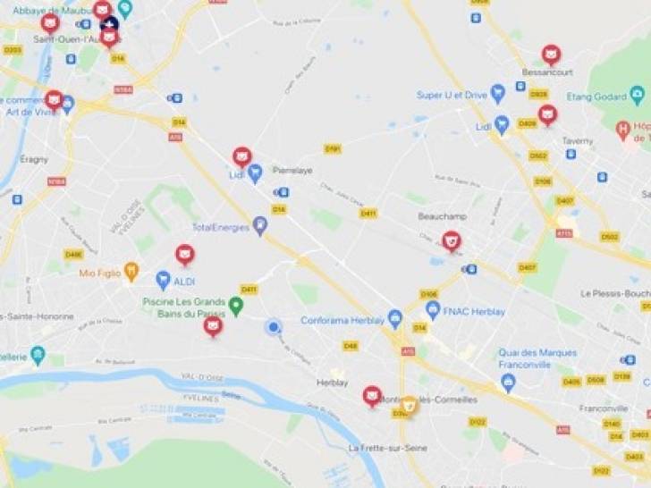 Une capture d'écran de l'application Filapat affichant une carte avec tous les chats perdus dans une zone