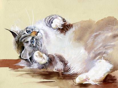 Une aquarelle représentant un chat