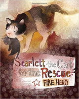 La chatte Scarlett sur la couverture du livre « Scarlett the Cat to the Rescue: Fire Hero »