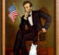 Le président Abraham Lincoln avec son chat.
