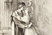 Une lithographie représentant Roméo et Juliette, issue de l'ouvrage « The Illustrated Library Shakespeare » (1890)