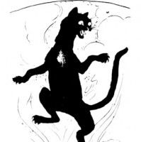 Illustration du Cat Sith avec une tache blanche sur la poitrine