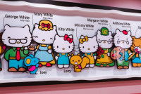La famille d'Hello Kitty affichée sur le mur du métro en Corée du Sud