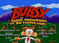 Écran d'accueil du jeu vidéo « Bubsy in Claws Encounters of the Furred Kind »