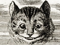 Une illustration du chat de Cheshire, tirée de Alice in Wonderland de Lewis Carroll, dessinée par John Tenniel