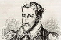 Un portrait en noir et blanc du poète français Joachim du Bellay