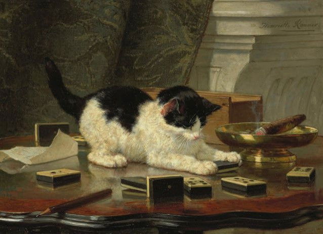 Le tableau « Jeu de chaton (Kitten’s Game) », de Henriette Ronner-Knip, qui représente un chaton en train de jouer