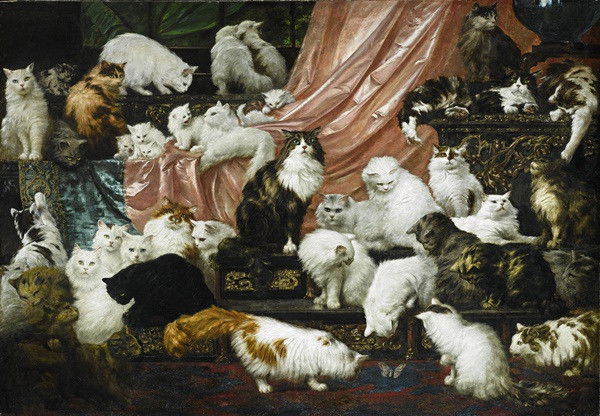 Le tableau « Les amours de ma femme (My Wife’s Lovers) », de Carl Kahler, dans lequel 42 chats sont représentés