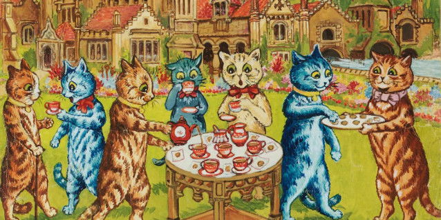 Le tableau « A Summer Tea Party », de Louis Wain, qui représente des chats en train de prendre le thé