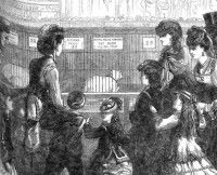 Une illustration en noir et blanc de l'exposition féline du Crystal Palace en 1871 à Londres