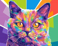 Un tableau cartoon d'un chat réalisé à partir d'une photo