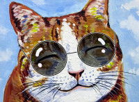 Un portrait de chat rigolo avec des lunettes de soleil
