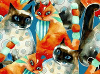 Une représentation artistique de chats roux et siamois