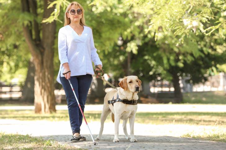 Un Labrador Retriever comme chien guide d'aveugle
