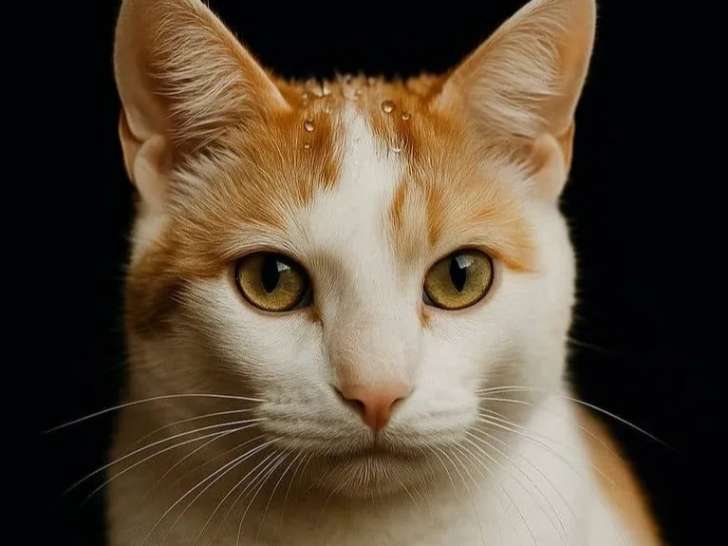 Chat roux et blanc prêt pour l’adoption