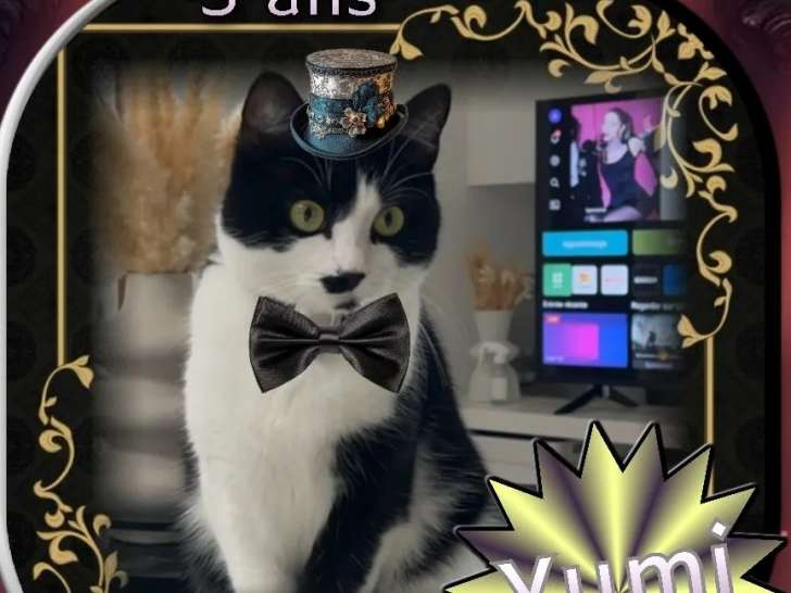 Disponible à l'adoption : chatte noire et blanche