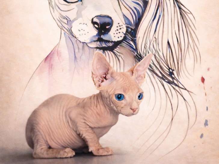 Chaton sphynx yeux bleu